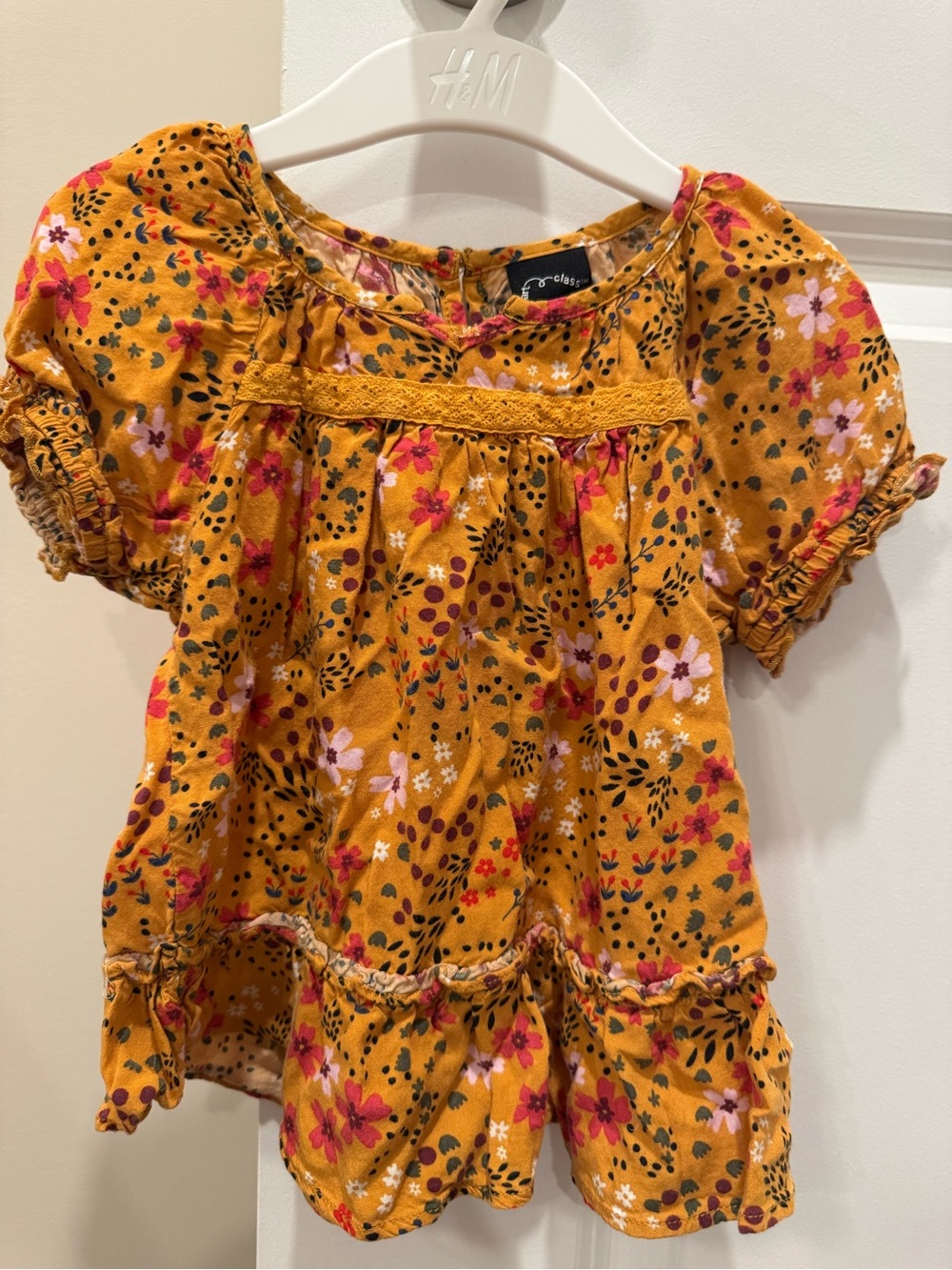 art class Mustard Floral Peasant Tunic